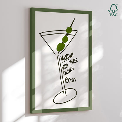 Framed Art Print - Olive Trio Martini - Athene Fritsch