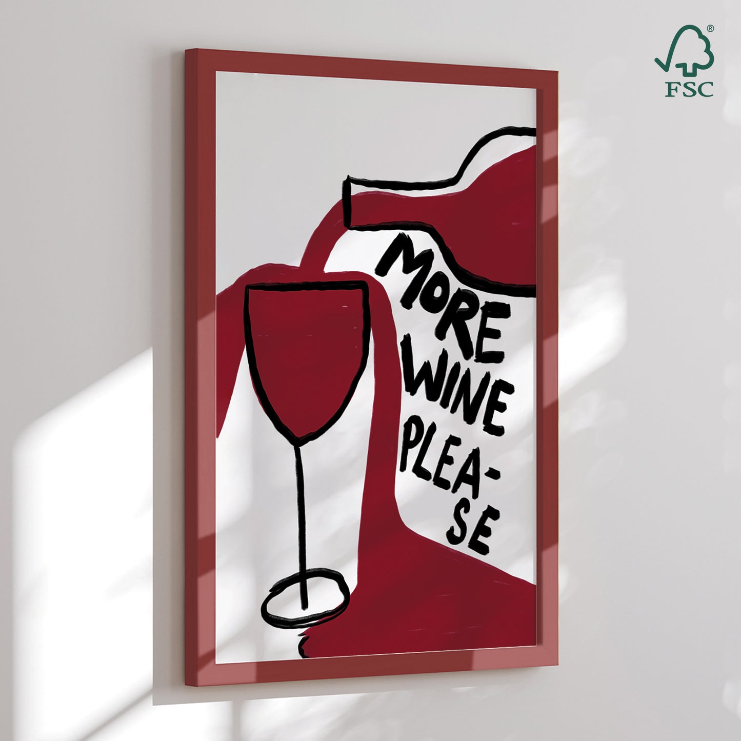 Indrammet kunsttryk - More Wine Please - Athene Fritsch