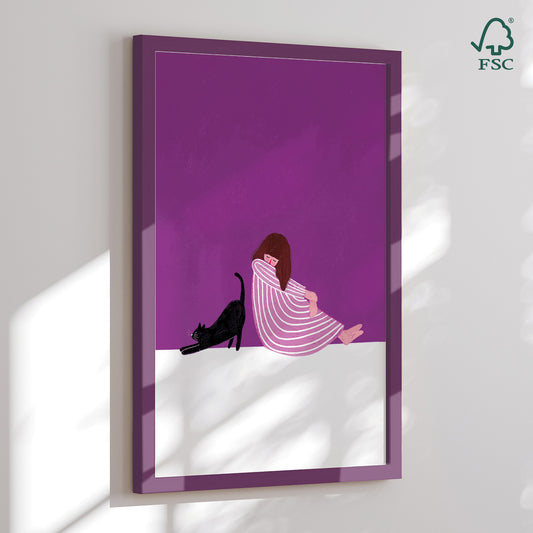 Framed Art Print - Cat Lady - Bea Müller