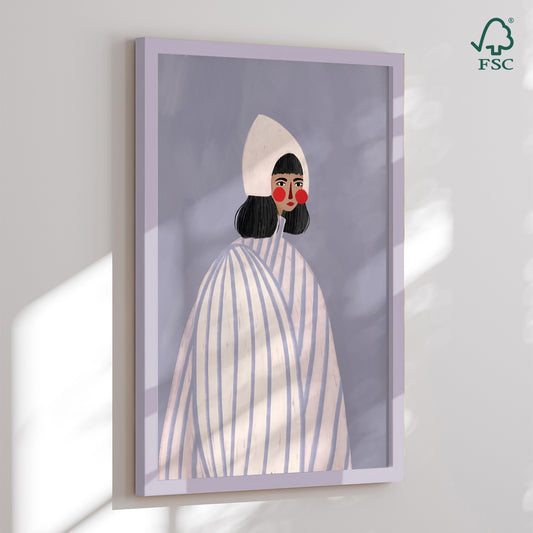 Indrammet kunsttryk - The Woman with the White Hat - Bea Müller