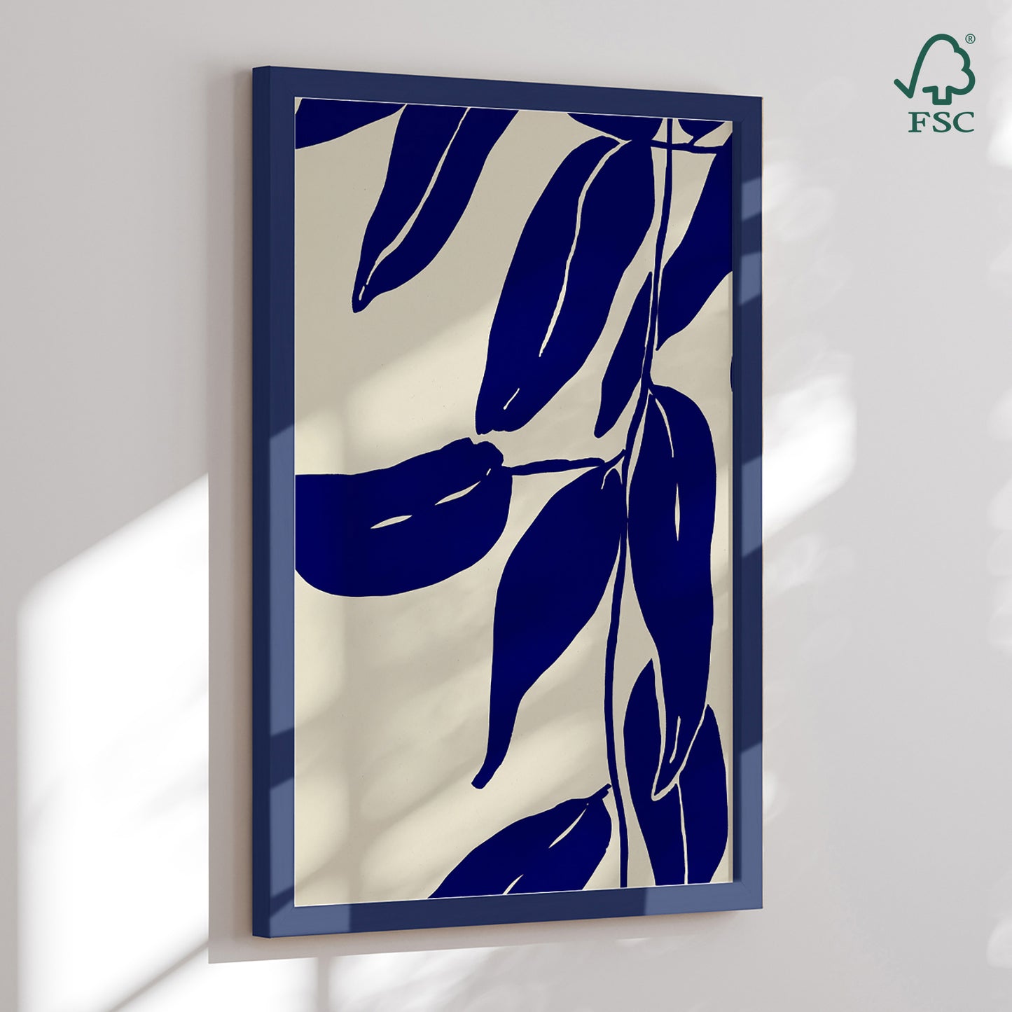 Framed art print - Indigo Leaves - Treechild