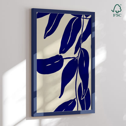 Framed art print - Indigo Leaves - Treechild