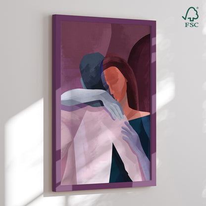 Indrammet kunsttryk - Embrace of Souls - Goed Blauw
