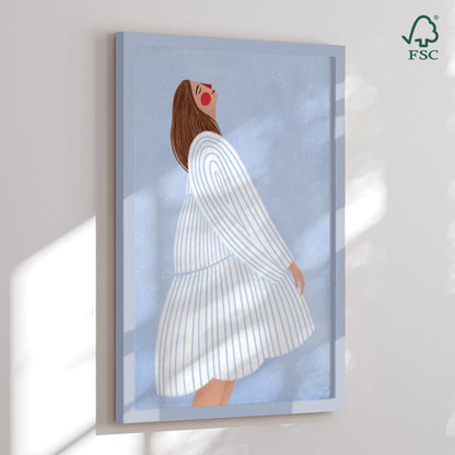 Indrammet kunsttryk - The Woman with the Blue Stripes - Bea Müller