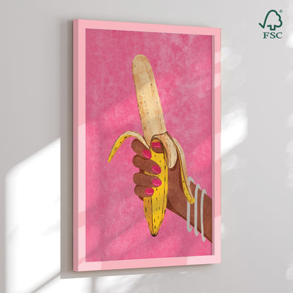 Indrammet kunsttryk - Banana in Hand - Raissa Oltmanns