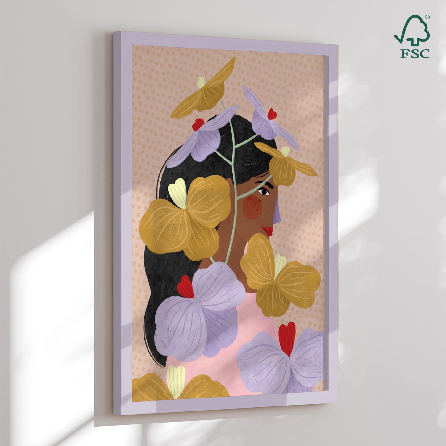 Framed art print - Hidden Behind Yellow Purple Flowers - Bea Müller