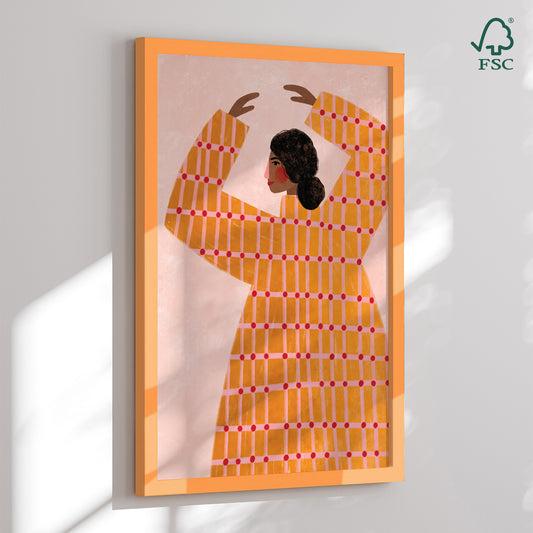 Framed art print - The Woman with the Checked Dress - Bea Müller