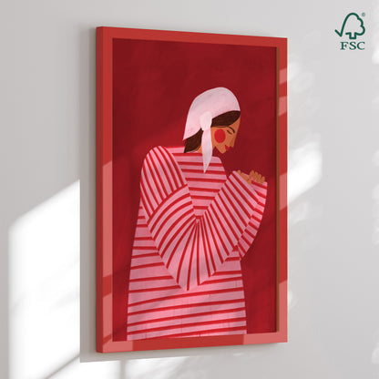 Indrammet kunsttryk - The Woman with the Red Stripes - Bea Müller