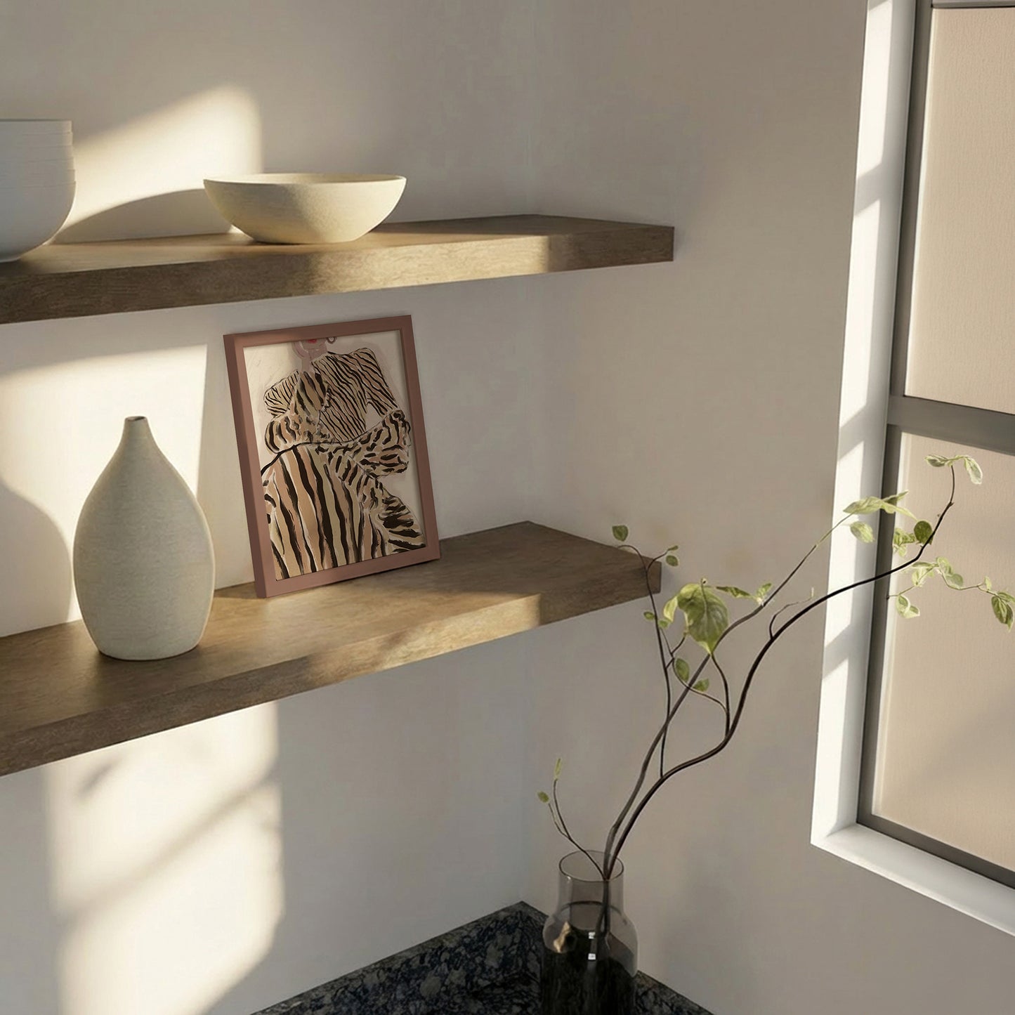 Indrammet kunsttryk - Zebra Elegance - Treechild