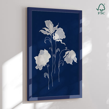Framed art print - White Floral Silhouettes - Lena Refur