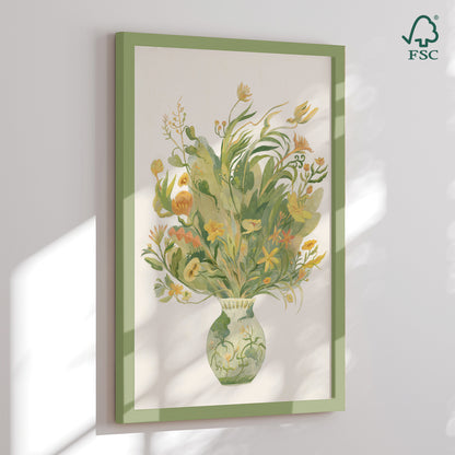 Indrammet kunsttryk - A Vase Full of Flowers - Hieuchau