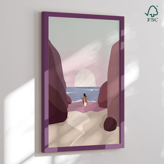 Framed Art Print - Serene Sunset Gaze - Ralu S.