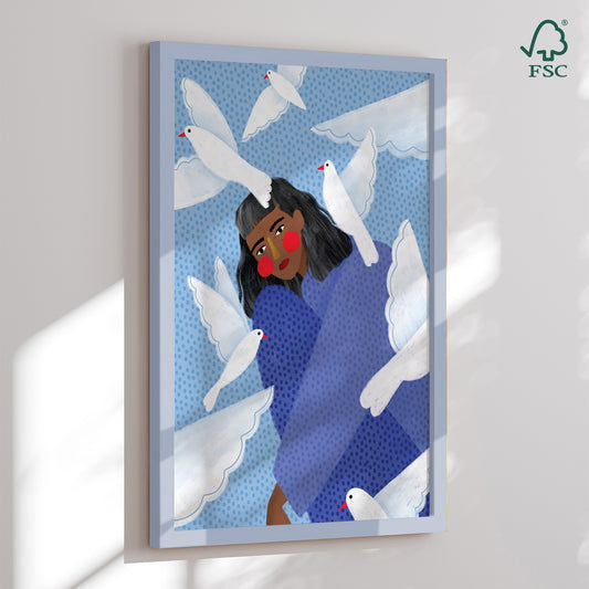 Indrammet kunsttryk - Serenity in Flight - Bea Müller