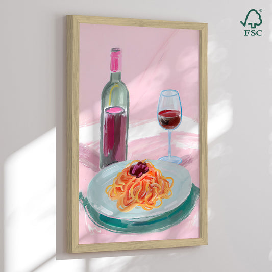 Framed Art Print - Italian Dinner - Ohkimiko