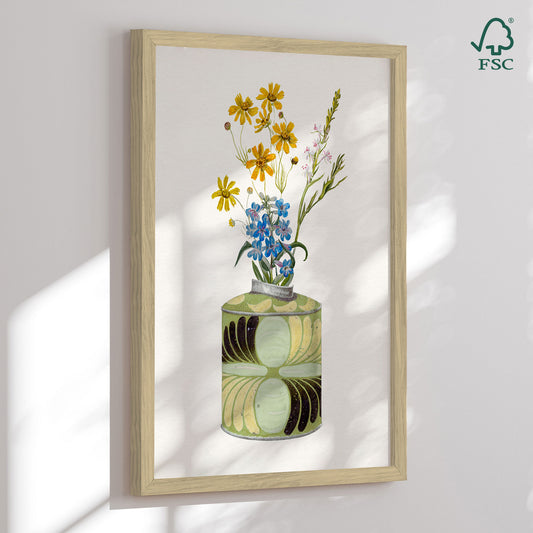 Framed Art Print - Wildflower Vase - Wild Violets
