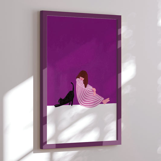 Framed Art Print - Cat Lady - Bea Müller