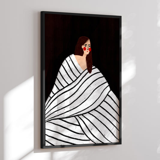 Framed art print - The Woman with Black and White Stripes - Bea Müller