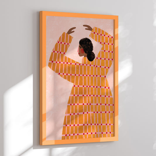 Framed art print - The Woman with the Checked Dress - Bea Müller