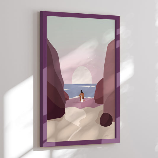 Framed Art Print - Serene Sunset Gaze - Ralu S.