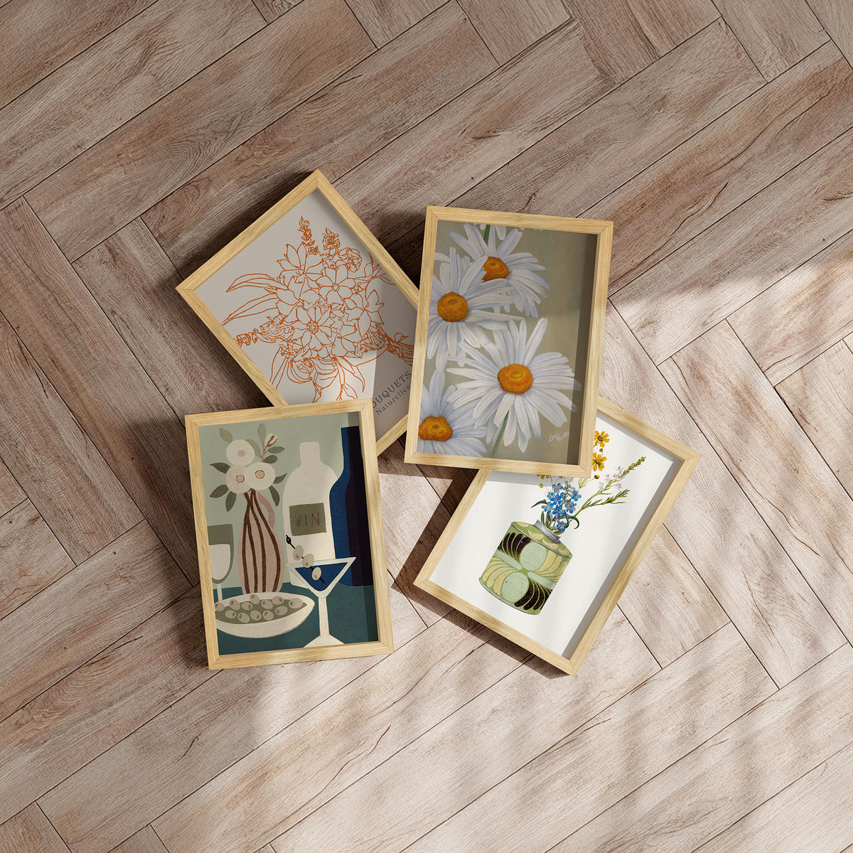 Framed Art Print - Cheerful White Daisies - Angeles M. Pomata